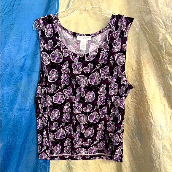 Sag Harbor Tops - Sag Harbor Purple and White Sleeveless Crop Tank Top